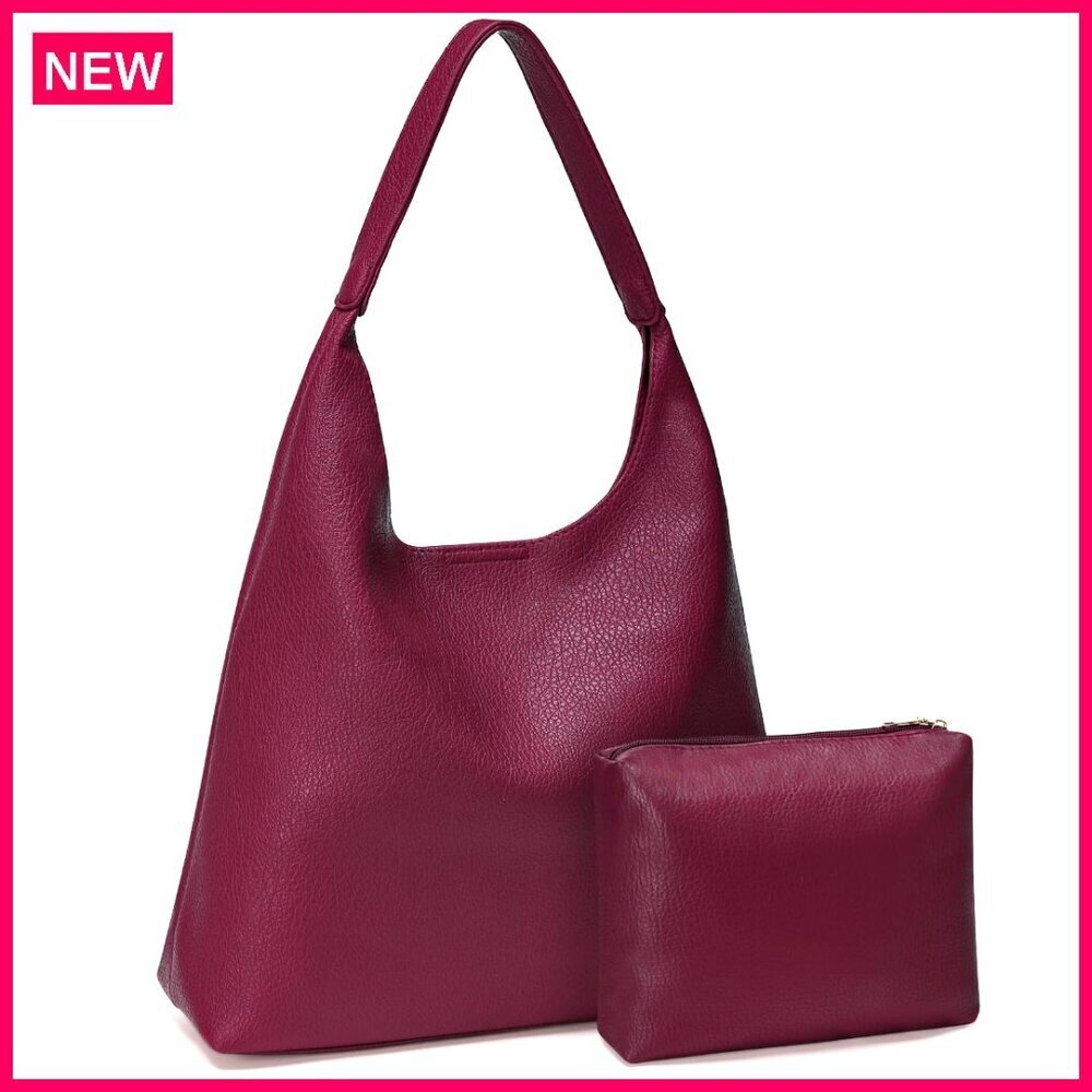 Soft Vegan Leather Slouchy Hobo Shoulder Bag Tote for Work Travel